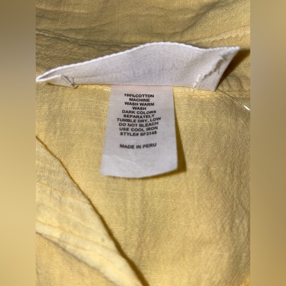 Six Fifty Women Cropped Shirt Gauzy Peasant L Tie Front Button Up NEW Tie Hem - Picture 4 of 7